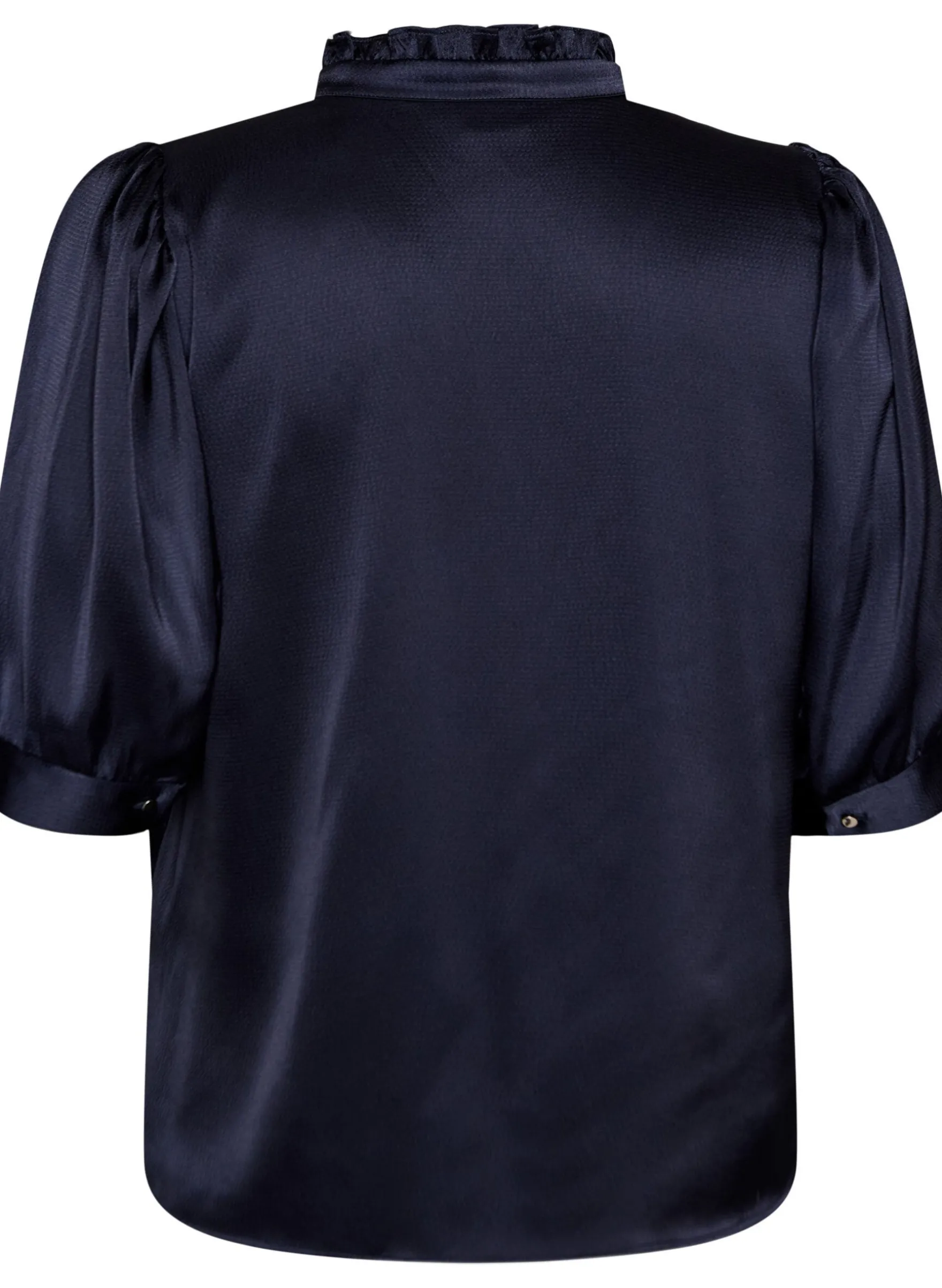 Bluse in Satin-Optik mit 1/2-Ärmeln und Rüschenkragen