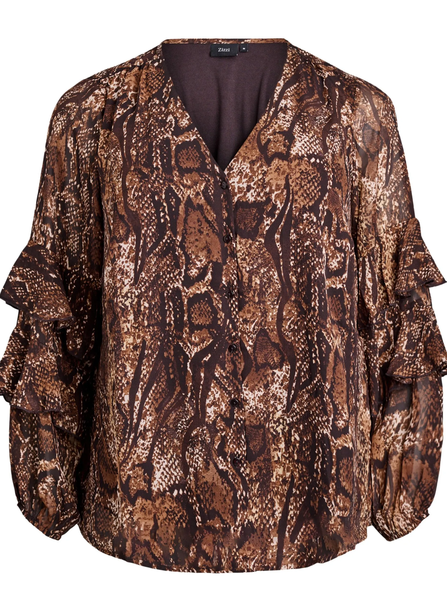 Bluse mit Animal-Print und Rüschen