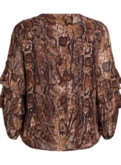 Bluse mit Animal-Print und Rüschen