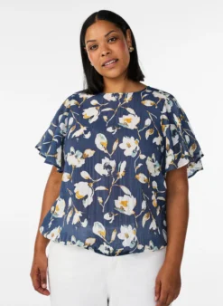 Bluse mit Ballonform und Flügelärmeln