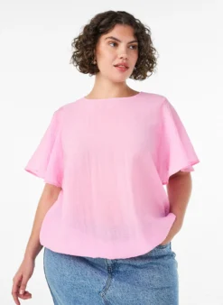 Bluse mit Ballonform und Flügelärmeln