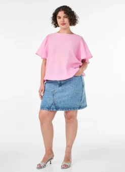 Bluse mit Ballonform und Flügelärmeln
