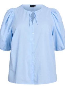Bluse mit Bindeband und gepunkteter Textur