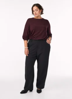 Bluse mit Fischgrätenmuster und Glitzerfaden