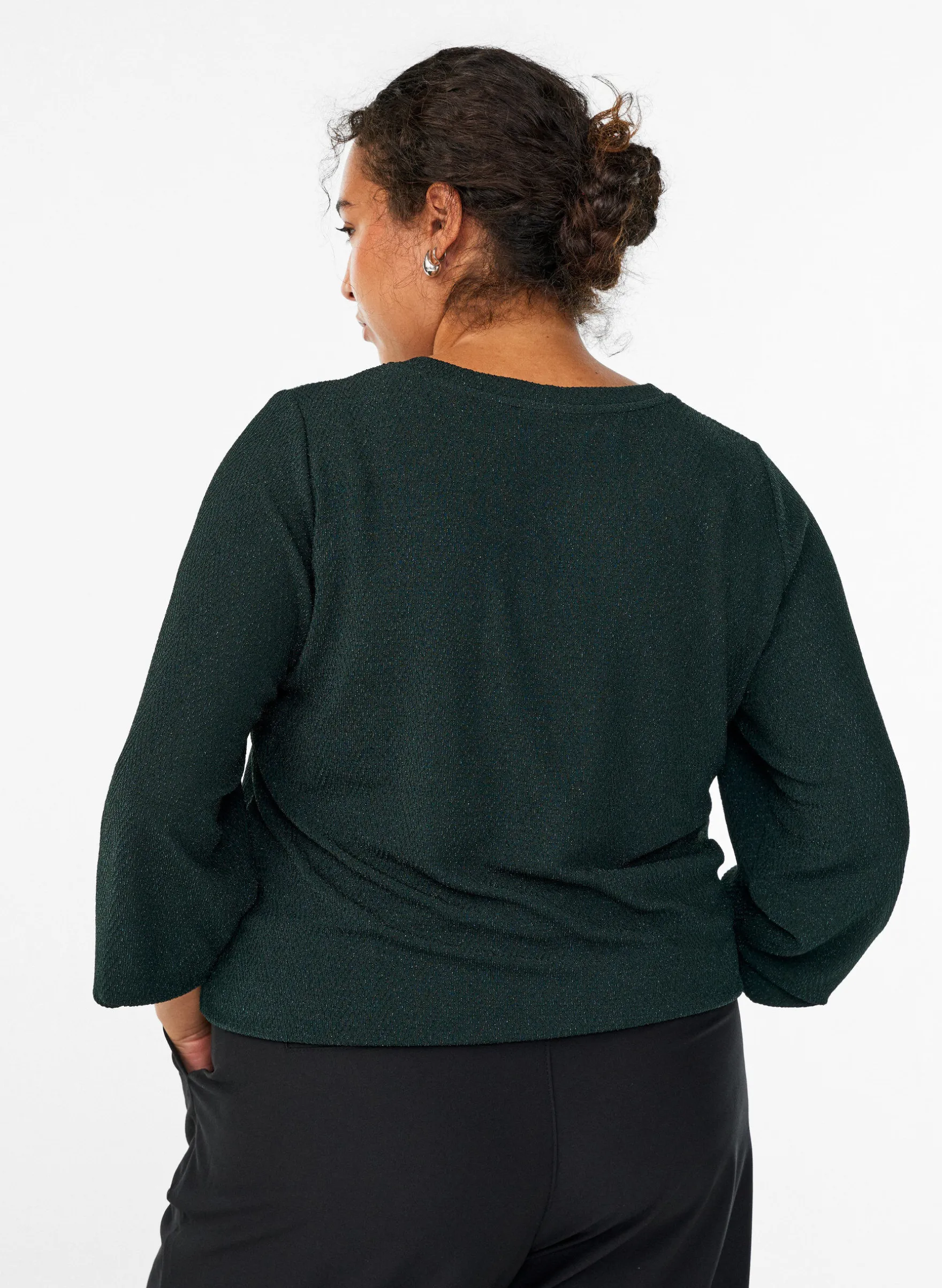 Bluse mit Fischgrätenmuster und Glitzerfaden