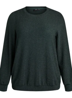 Bluse mit Fischgrätenmuster und Glitzerfaden