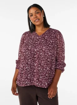 Bluse mit geblümtem Print und Glitzerfaden
