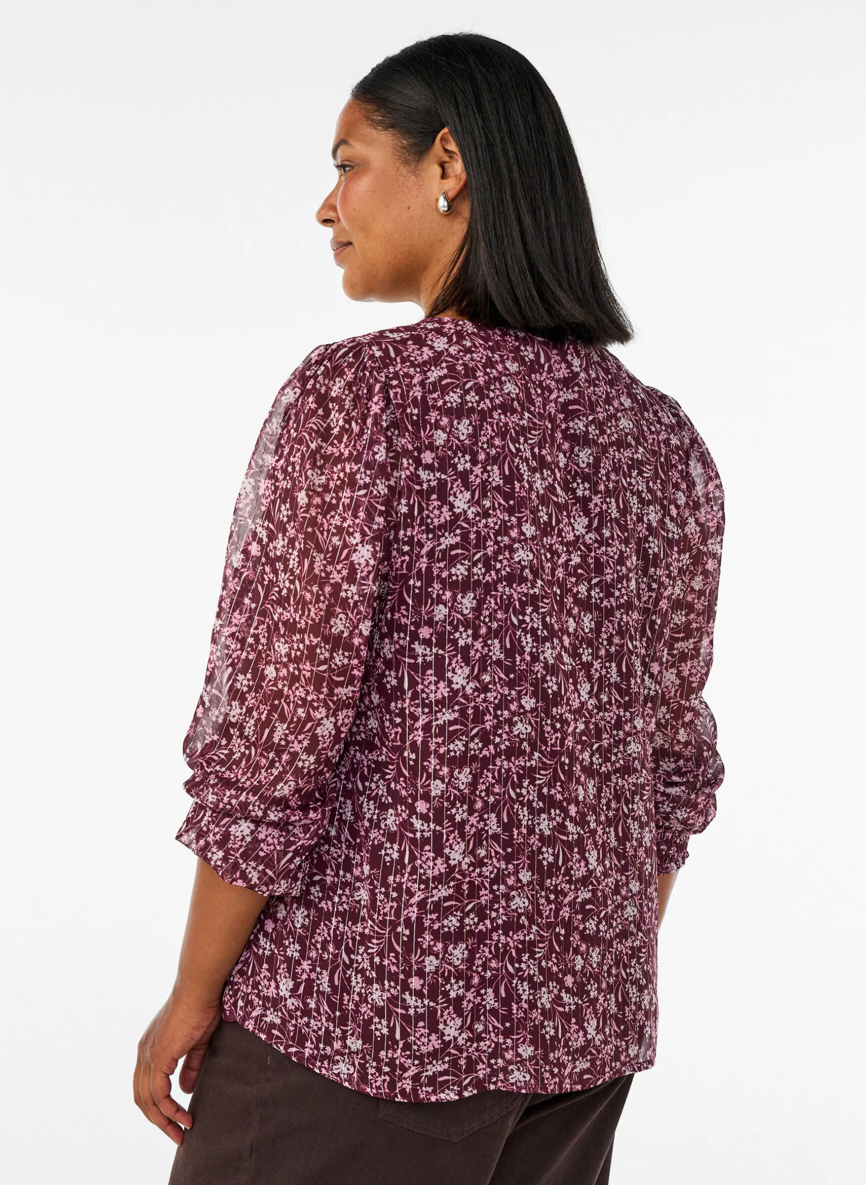 Bluse mit geblümtem Print und Glitzerfaden