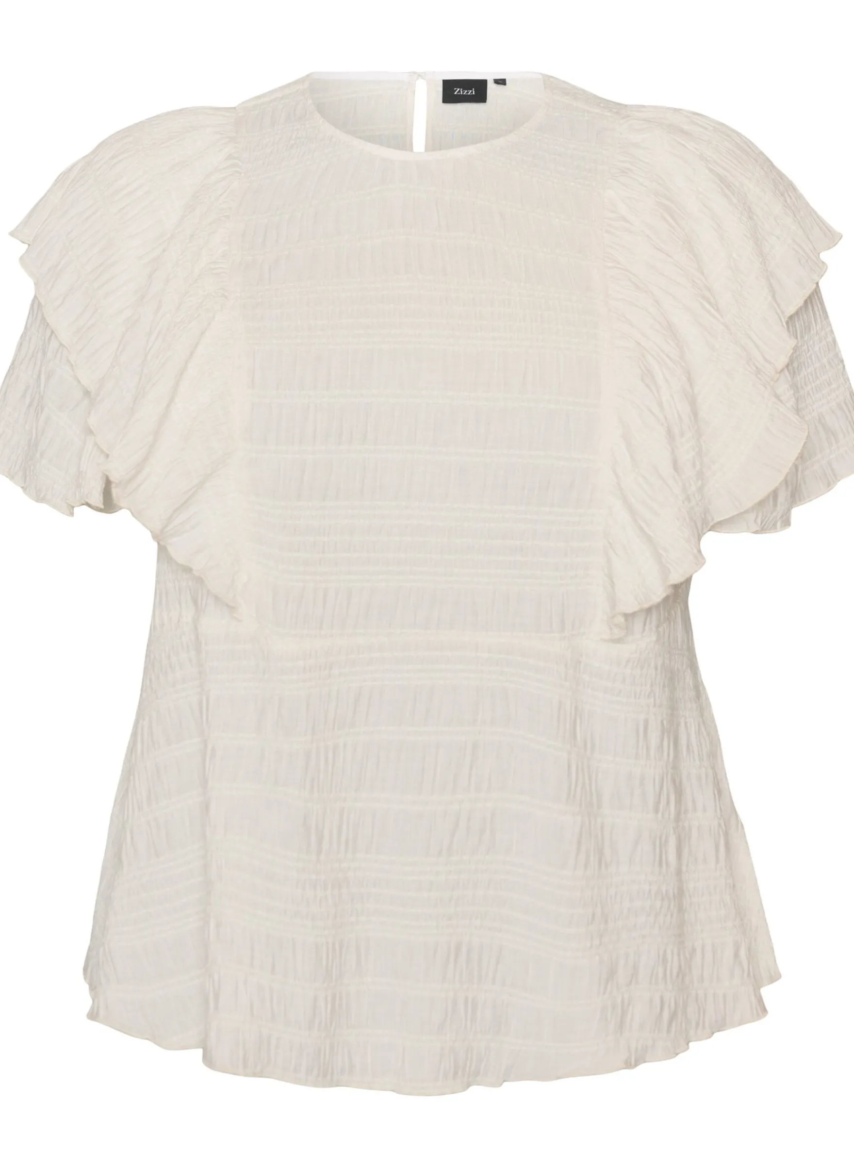Bluse mit gesmokter Textur und Rüschenärmeln