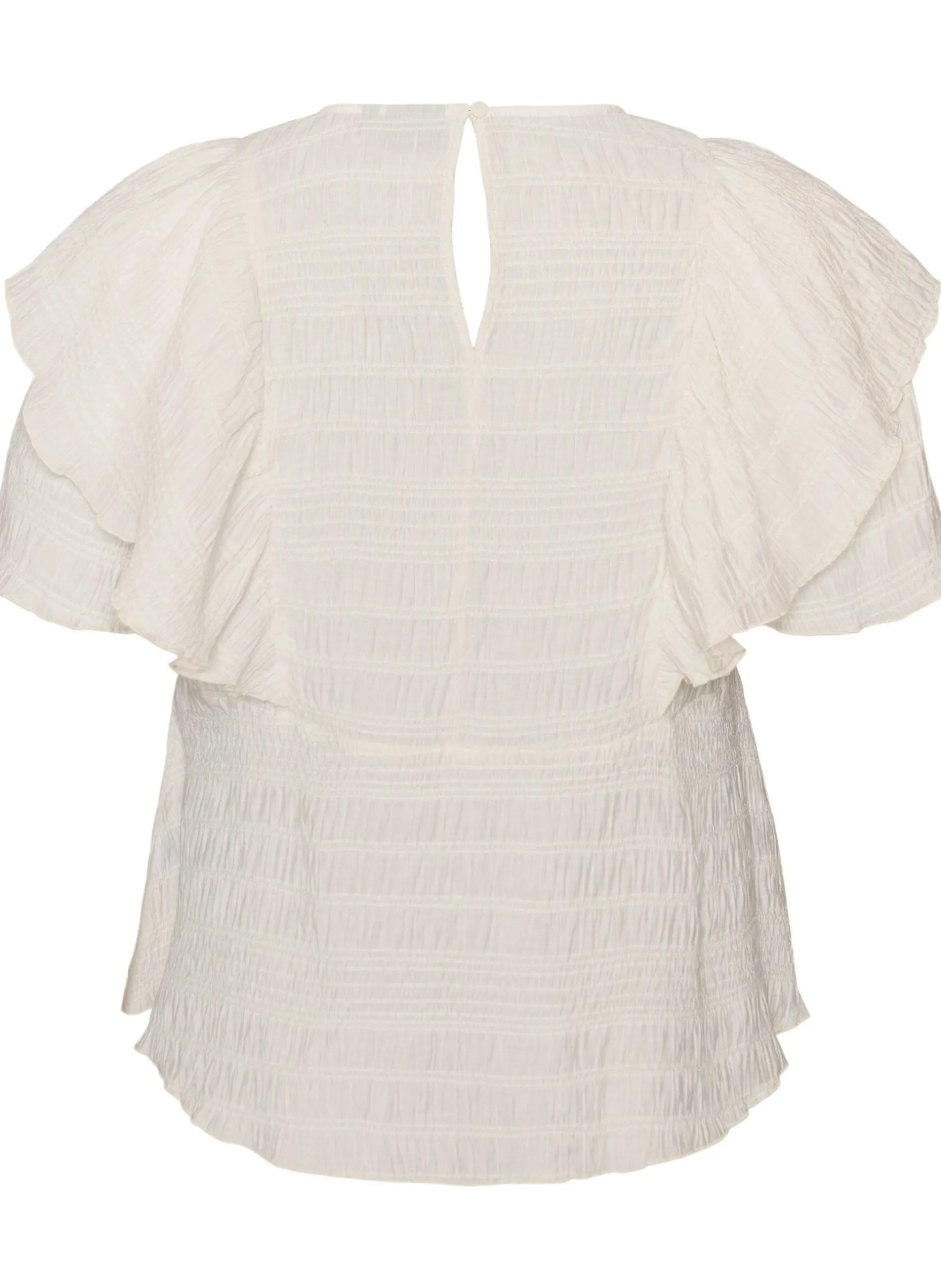 Bluse mit gesmokter Textur und Rüschenärmeln