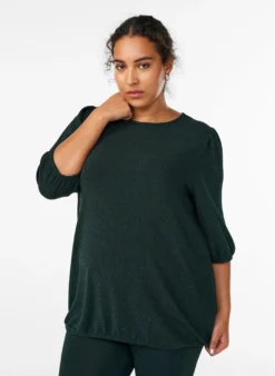 Bluse mit Glitzermuster und 3/4-Ärmeln