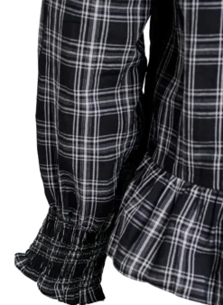 Bluse mit Karomuster und Rüschendetails