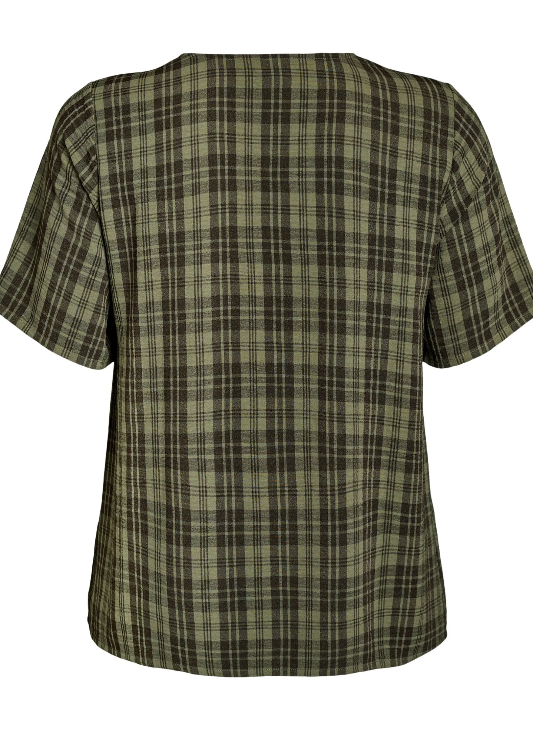 Bluse mit Karo-Muster und V-Ausschnitt