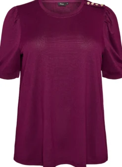 Bluse mit Knopfdetail und kurzen Puffärmeln