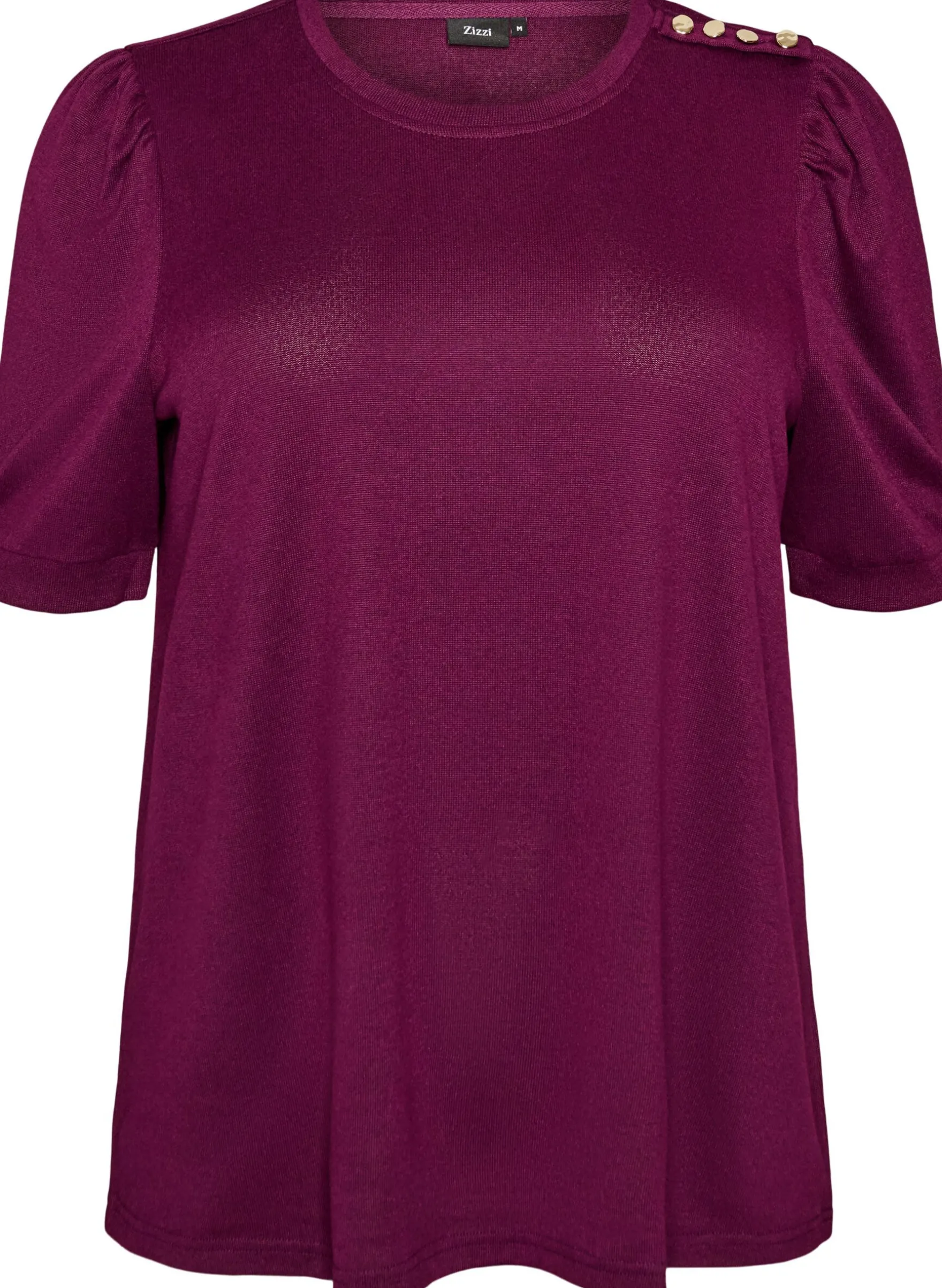 Bluse mit Knopfdetail und kurzen Puffärmeln