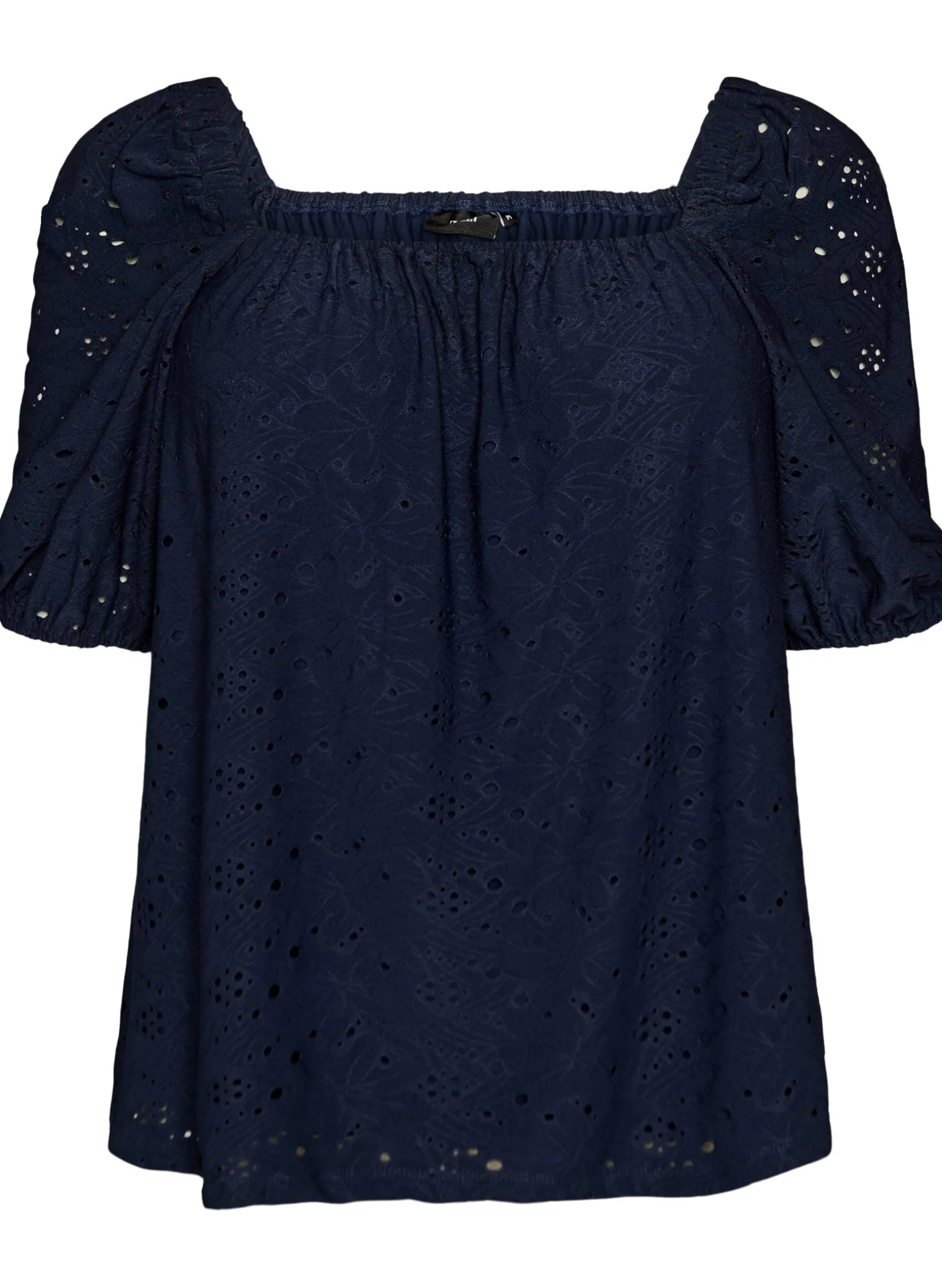 Bluse mit kurzen Puffärmeln und Lochmuster