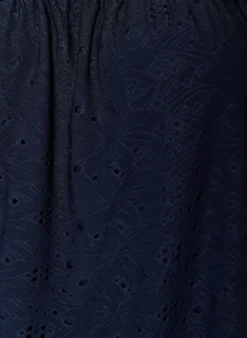 Bluse mit kurzen Puffärmeln und Lochmuster