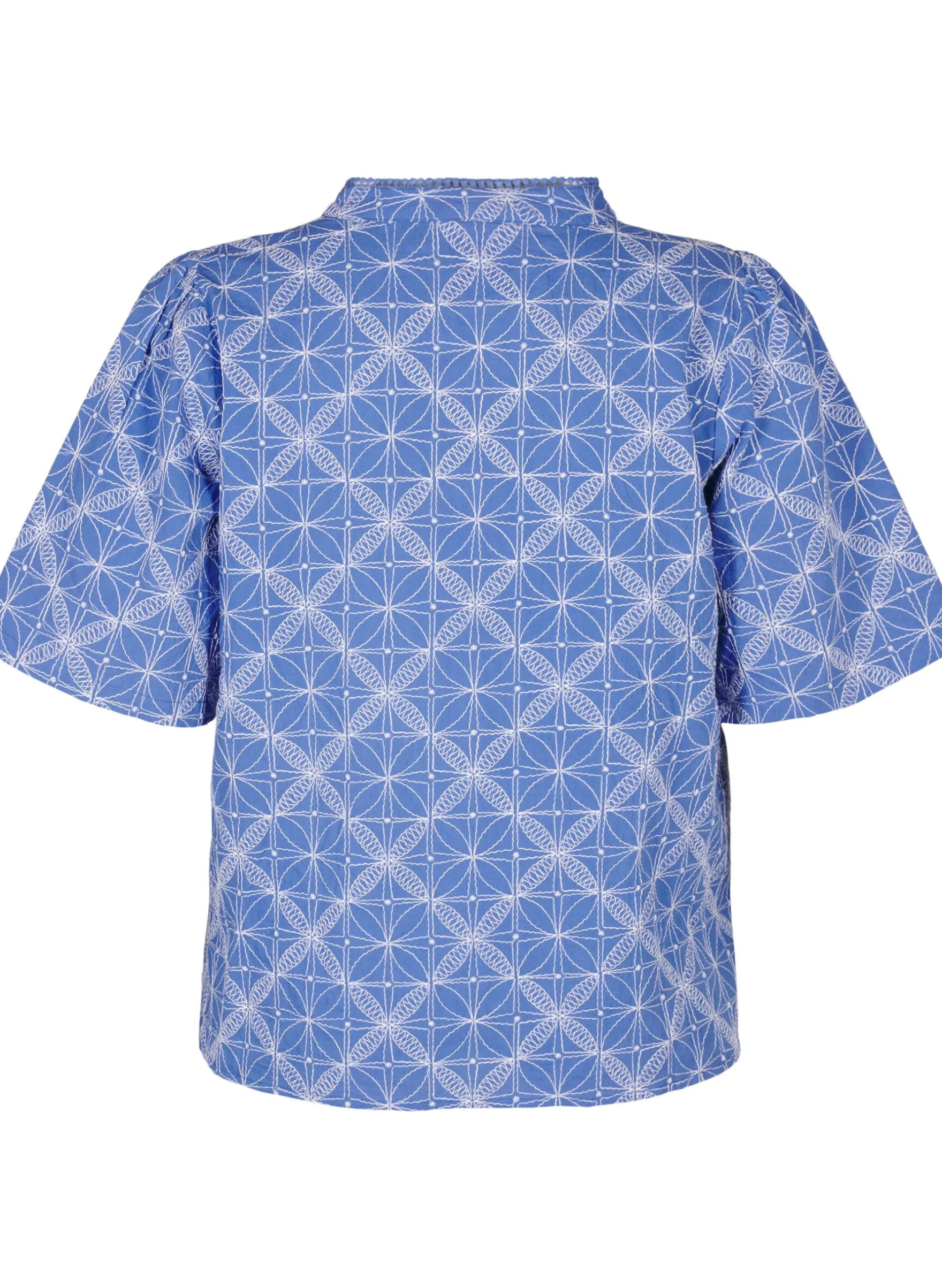 Bluse mit kurzen Ärmeln und aufgesticktem Muster