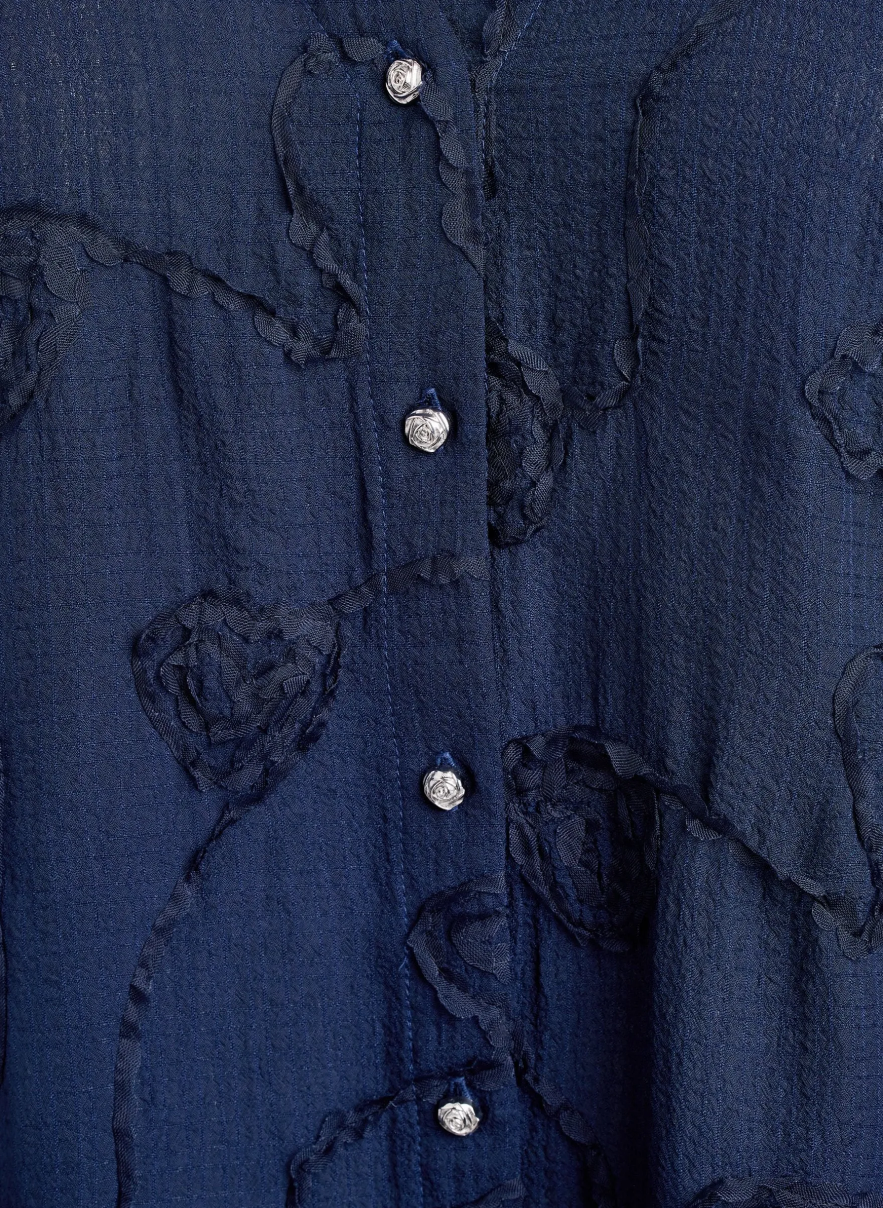 Bluse mit kurzen Ärmeln und 3D-Blütenmuster