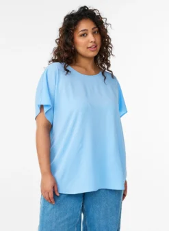 Bluse mit kurzen Ärmeln und Rundhalsausschnitt