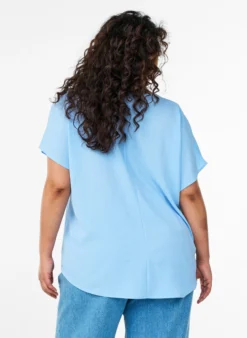 Bluse mit kurzen Ärmeln und Rundhalsausschnitt