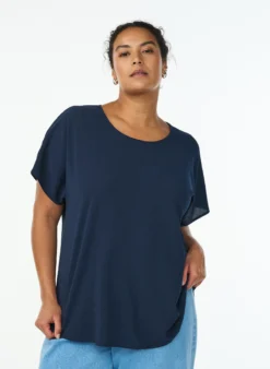 Bluse mit kurzen Ärmeln und Rundhalsausschnitt
