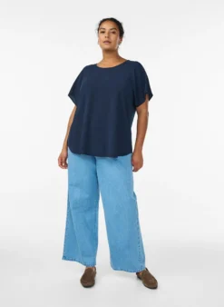 Bluse mit kurzen Ärmeln und Rundhalsausschnitt