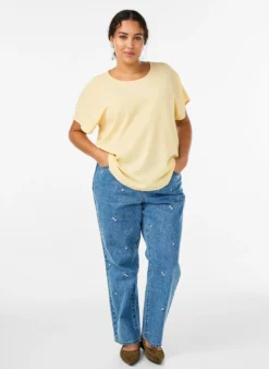 Bluse mit kurzen Ärmeln und Rundhalsausschnitt