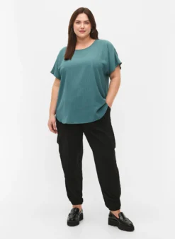 Bluse mit kurzen Ärmeln und Rundhalsausschnitt