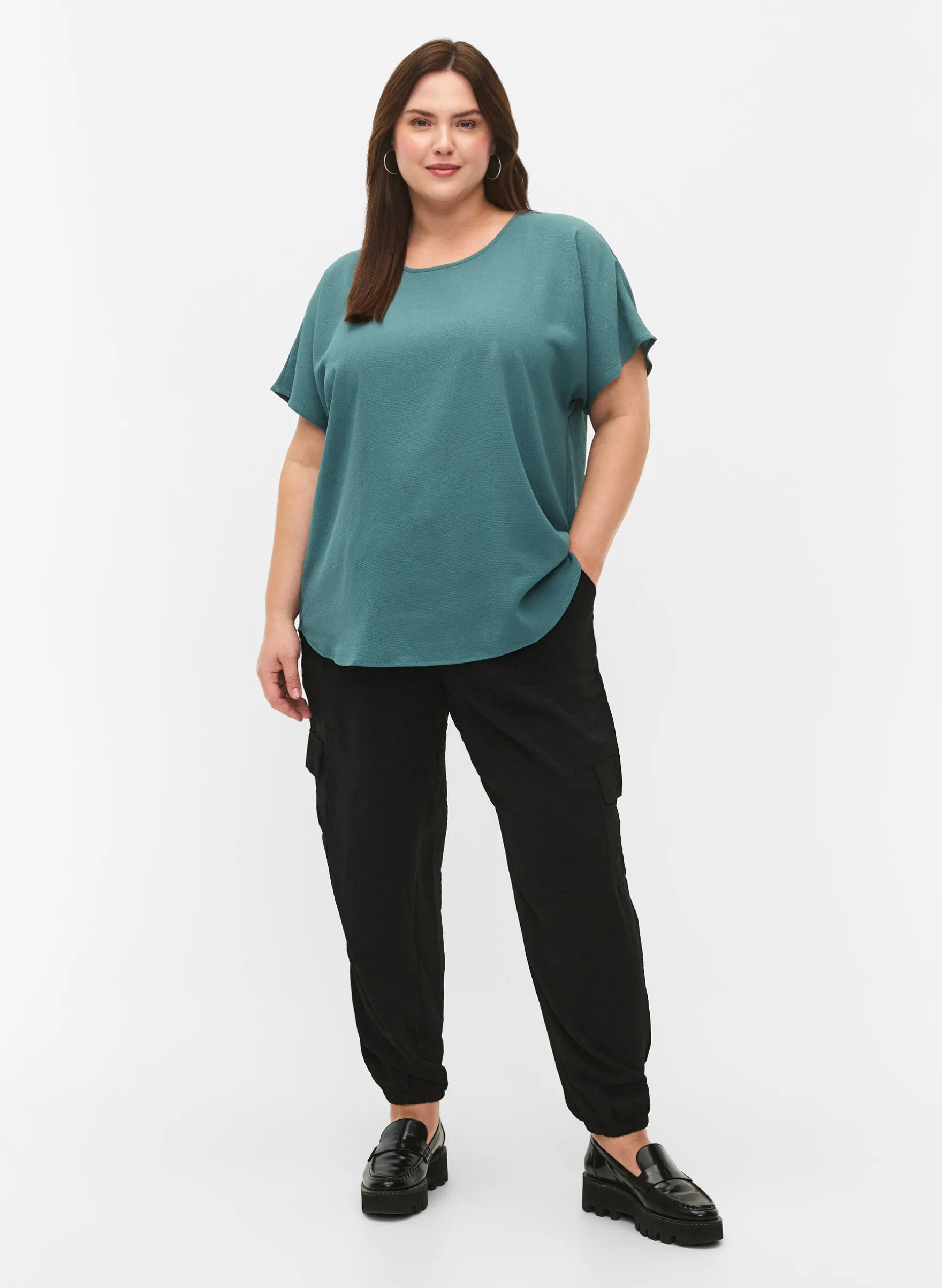 Bluse mit kurzen Ärmeln und Rundhalsausschnitt