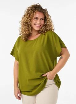 Bluse mit kurzen Ärmeln und Rundhalsausschnitt