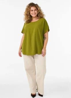 Bluse mit kurzen Ärmeln und Rundhalsausschnitt
