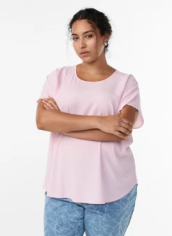 Bluse mit kurzen Ärmeln und Rundhalsausschnitt