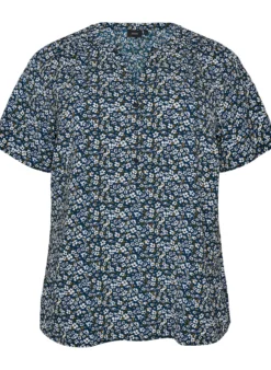Bluse mit kurzen Ärmeln und V-Ausschnitt