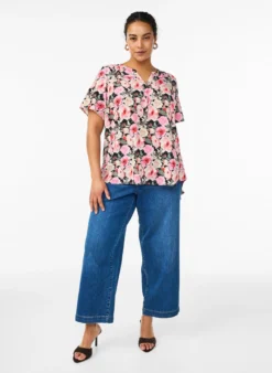Bluse mit kurzen Ärmeln und V-Ausschnitt
