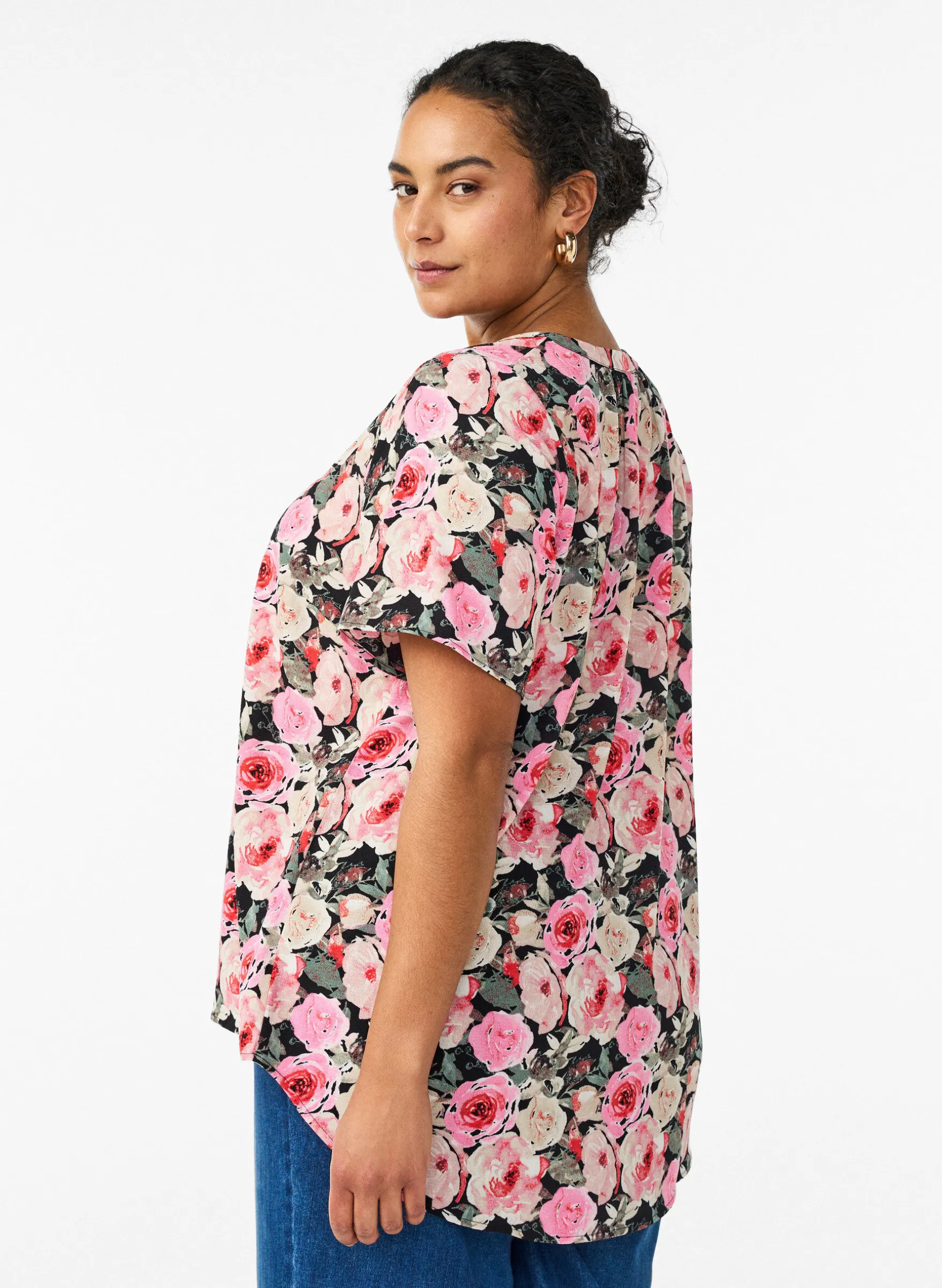 Bluse mit kurzen Ärmeln und V-Ausschnitt