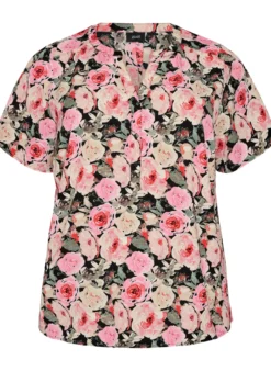 Bluse mit kurzen Ärmeln und V-Ausschnitt