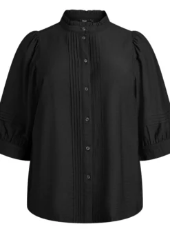 Bluse mit 3/4-Ärmeln und dekorativen Falten