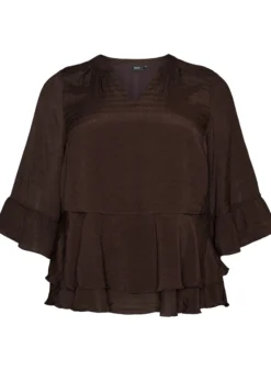 Bluse mit 3/4-Ärmeln und Rüschendetails