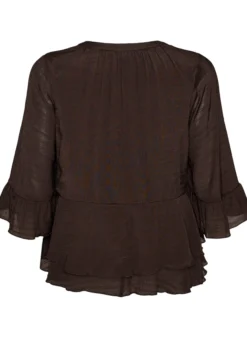 Bluse mit 3/4-Ärmeln und Rüschendetails