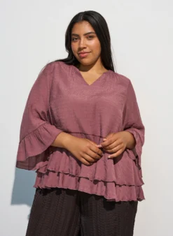 Bluse mit 3/4-Ärmeln und Rüschendetails