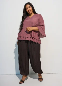 Bluse mit 3/4-Ärmeln und Rüschendetails