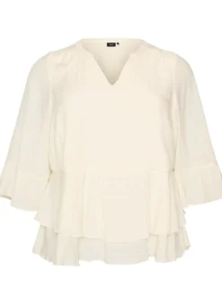 Bluse mit 3/4-Ärmeln und Rüschendetails