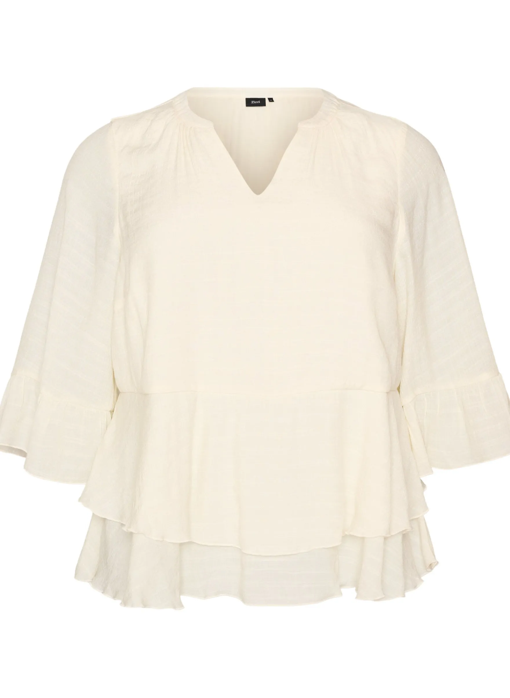 Bluse mit 3/4-Ärmeln und Rüschendetails