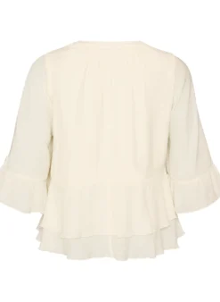 Bluse mit 3/4-Ärmeln und Rüschendetails