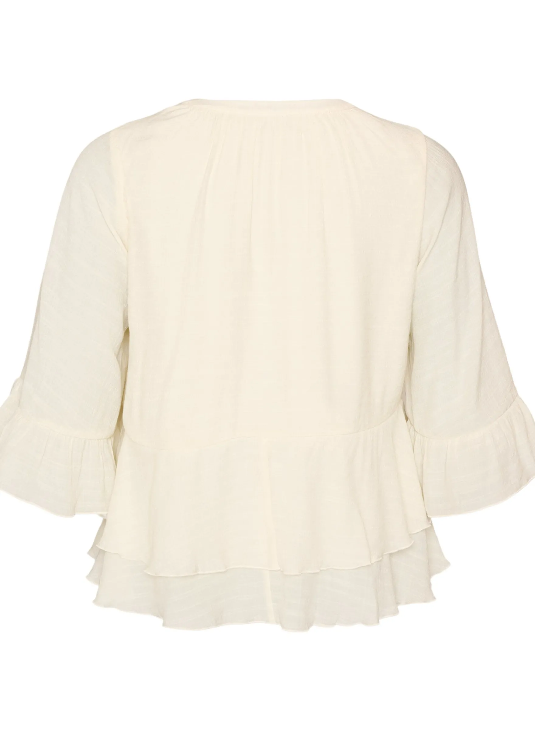 Bluse mit 3/4-Ärmeln und Rüschendetails