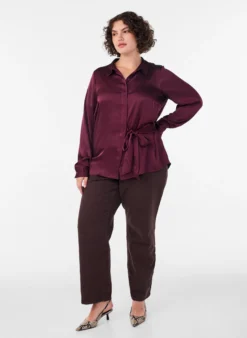 Bluse mit Satin-Optik und Wickeloptik