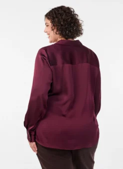 Bluse mit Satin-Optik und Wickeloptik