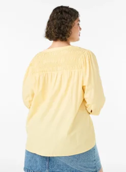 Bluse mit Smock und 3/4-Ärmeln