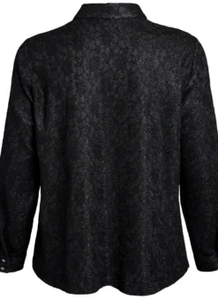 Bluse mit Spitzenbesatz und Glitzerfaden